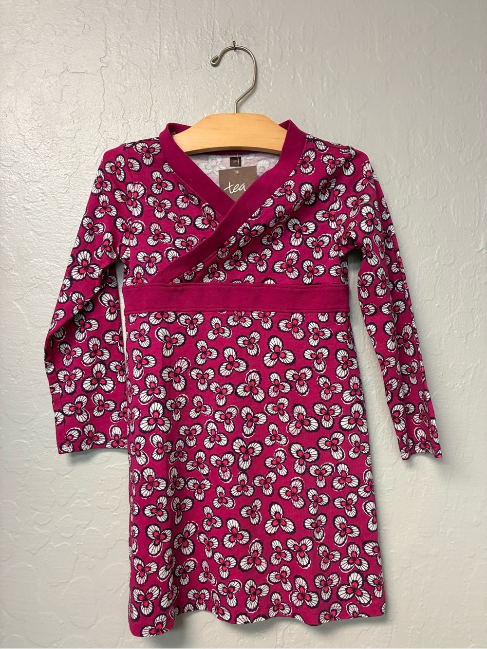 $23 ADD ON tea collection floral magenta v-neck dress 4Y zara mini boden